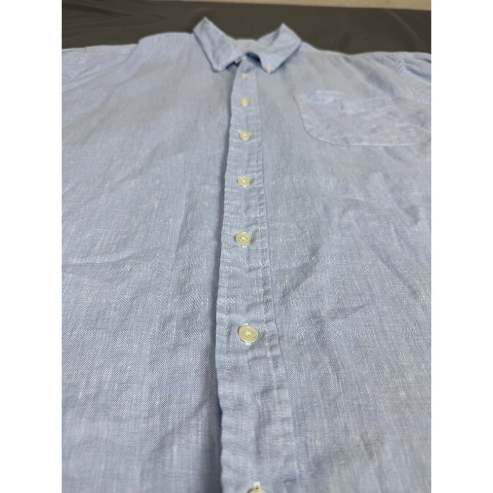 Brooks Brothers Baird McNutt Irish Linen Short Sleeve Shirt Blue 3XL Casual - Picture 8 of 15